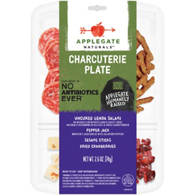 Applegate Natural Charcuterie Plate Genoa Salami Pepper Jack Sesame Sticks & Cranberries - 2.6oz - Image 2
