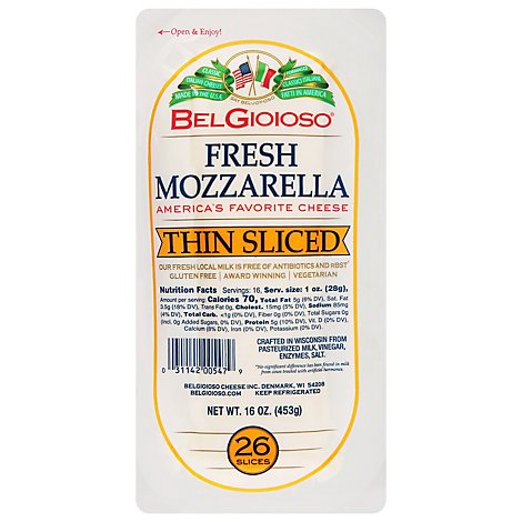 BelGioioso Fresh Mozzarella Thin Sliced Log - 16 Oz