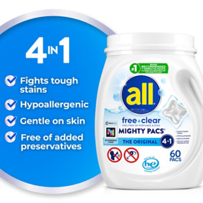 all Free Clear Mighty Pacs Unit Dose Laundry Detergent - 60 Count - Image 3