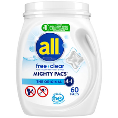 all Laundry Detergent Liquid Free Clear Mighty Pacs - 60 Count