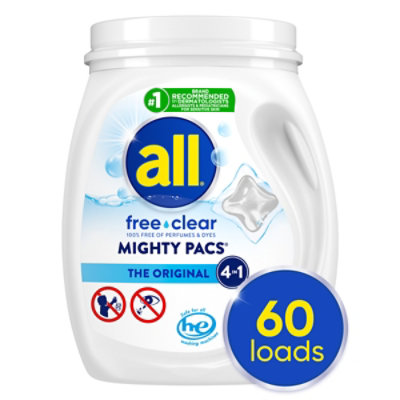 all Laundry Detergent Liquid Free Clear Mighty Pacs - 60 Count
