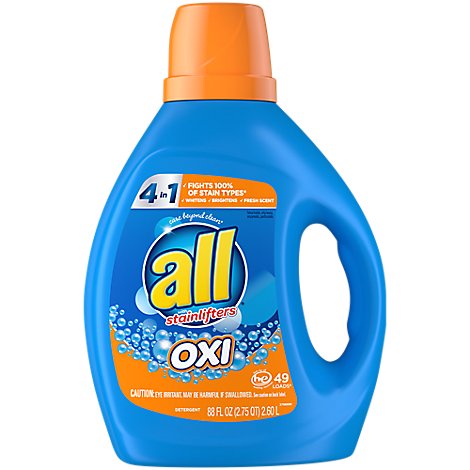 all Laundry Detergent Liquid With OXI Stain Removers And Whiteners 49 Loads - 88 Fl. Oz.