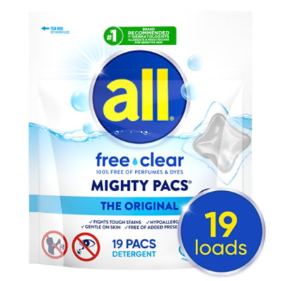 all Mighty Pacs Free Clear Laundry Detergent Packs - 19 Count - Image 1