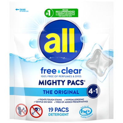 all Laundry Detergent Liquid Free Clear Mighty Pacs - 19 Count
