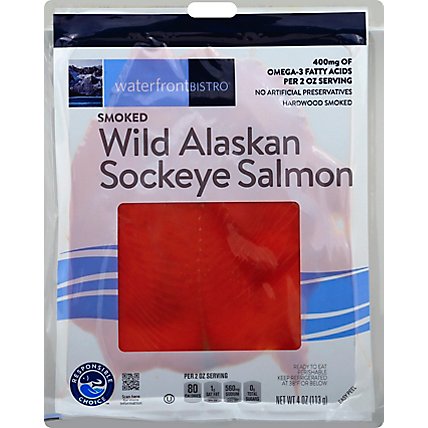 waterfront BISTRO Salmon Wild Alaskan Sockeye Smoked Cold - 4 Oz - Image 2