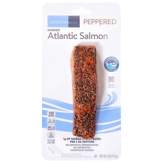 waterfront BISTRO Salmon Atlantic Smoked Peppered Hot - 4 Oz