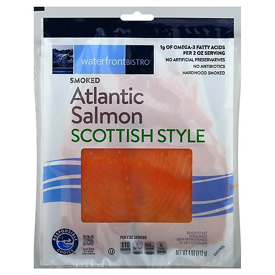 waterfront BISTRO Salmon Atlantic Scottish Style Smoked - 4 Oz