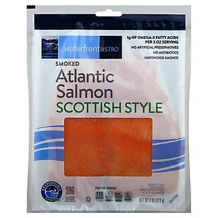 waterfront BISTRO Salmon Atlantic Scottish Style Smoked - 4 Oz - Image 1