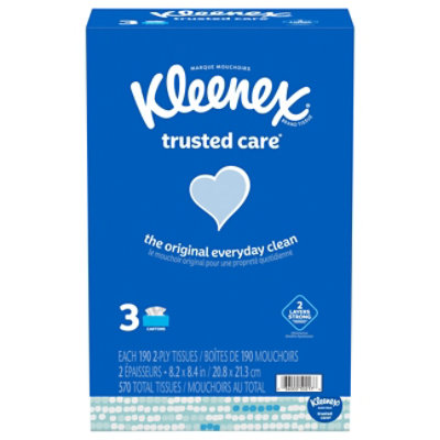 Kleenex Trusted Care Facial Tissues Flat Boxes - 3-190 Count - Image 3