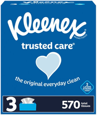 Kleenex Trusted Care Facial Tissues Flat Boxes - 3-190 Count