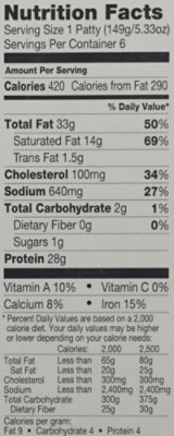 TGI Fridays Bacon Cheddar Beef Patties 6 Count - 2 Lbs - Image 3