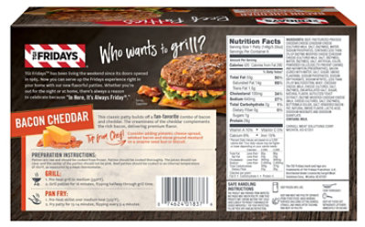 TGI Fridays Bacon Cheddar Beef Patties 6 Count - 2 Lbs - Image 2