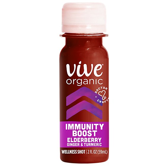 Vive Organic Elderberry Ginger And Turmeric Immunity Boost Shot Bottle - 2 Oz