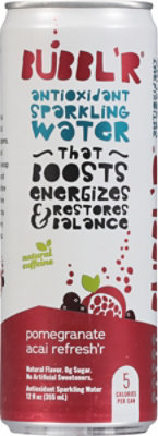 BUBBLR Antioxidant Sparkling Water Pomegranate Acai Refreshr - 12 Fl. Oz. - Image 2