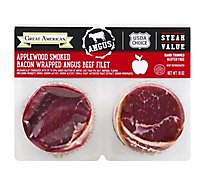 Great American Angus Double Pack Applewood Smoked Bacon Wrpd Beef Filet - 10 Oz