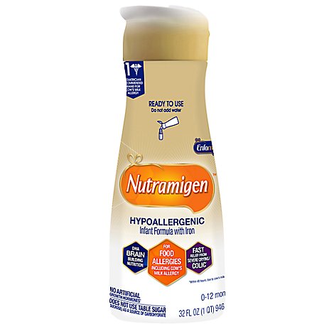 Enfamil Nutramigen Infant Formula Milk Liquid With Iron Hypoallergenic Ready to Use - 32 Fl. Oz.