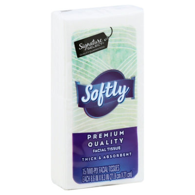 Signature SELECT Facial Tissue Softly Pocket Pack - 8-15 Count