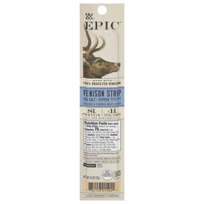 Epic Meat Snack Venison Steak Sea Salt Pepper Strip With Beef  - 0.8 Oz - Image 2