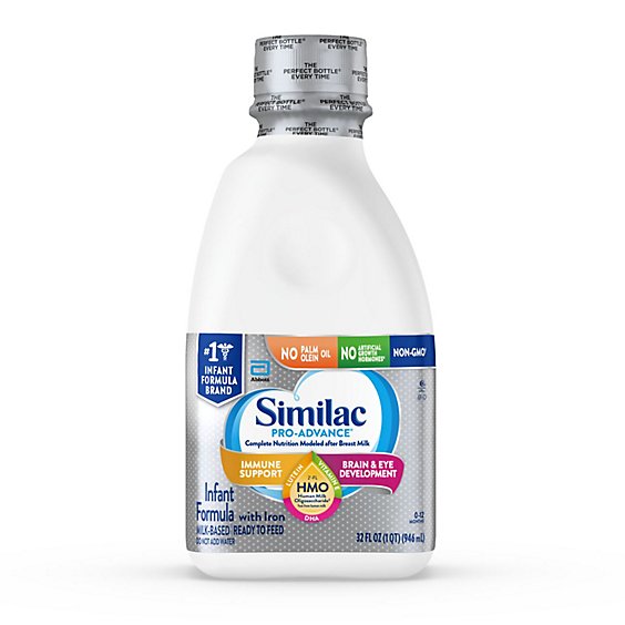 Similac Pro-Advance Infant Formula Non GMO with 2 FL HMO With Iron Ready To Feed - 32 Fl. Oz.