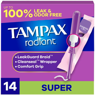 Tampax Radiant Super Absorbency Unscented Tampons - 14 Count