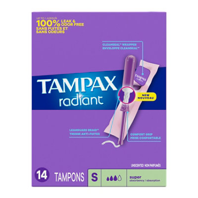 Tampax Radiant Super Absorbency Unscented Tampons - 14 Count - Image 4