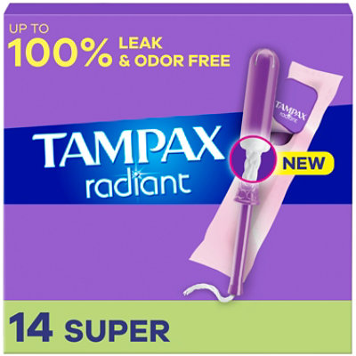 Tampax Radiant Super Absorbency Unscented Tampons - 14 Count