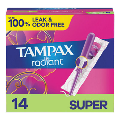 Tampax Radiant Super Absorbency Unscented Tampons - 14 Count