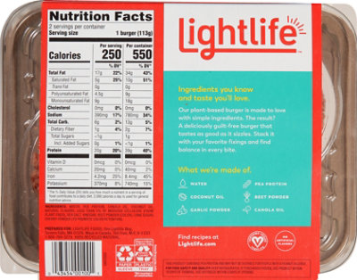 Lightlife Patty Burger Free Gluten - 8 Oz - Image 6