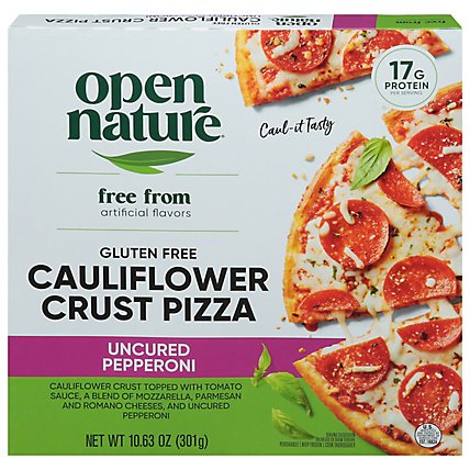 Open Nature Cauliflower Crust Uncured Pepperoni Gluten Free Frozen Pizza - 10.63 Oz - Image 3
