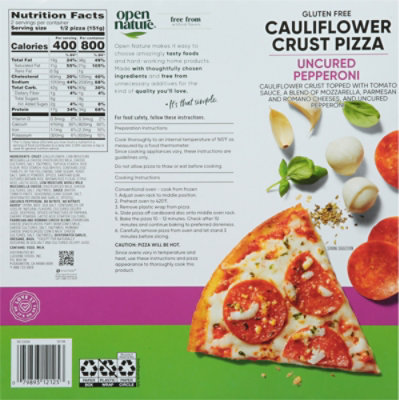 Open Nature Cauliflower Crust Uncured Pepperoni Gluten Free Frozen Pizza - 10.63 Oz - Image 6