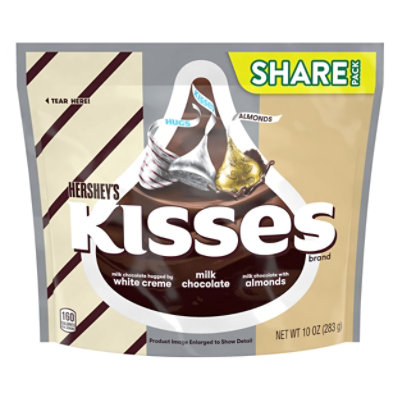 HERSHEYS Kisses Milk Chocolate With Almonds White Creme Share Pack - 10 Oz