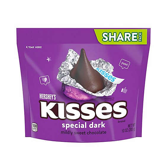 HERSHEY'S Kisses Special Dark Mildly Sweet Chocolate Candy Share Pack - 10 Oz