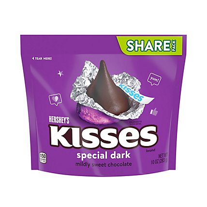 HERSHEY'S Kisses Special Dark Mildly Sweet Chocolate Candy Share Pack - 10 Oz - Image 1