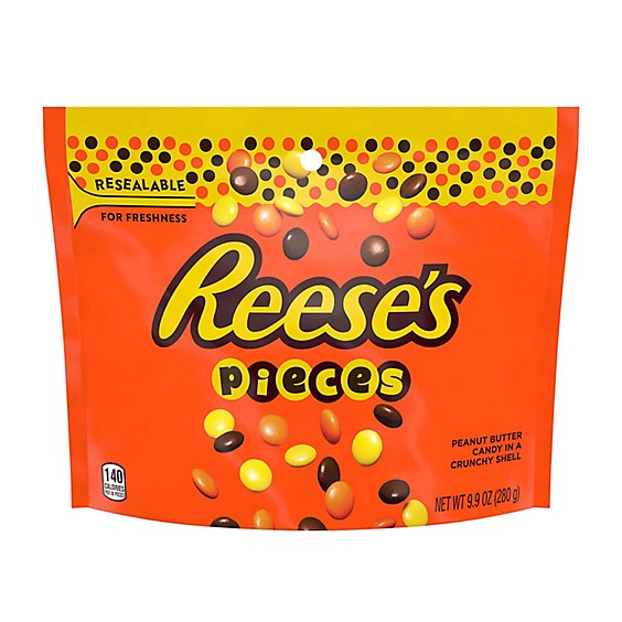 Reese's Pieces Peanut Butter In A Crunchy Shell Candy Resealable Bag - 9.9 Oz