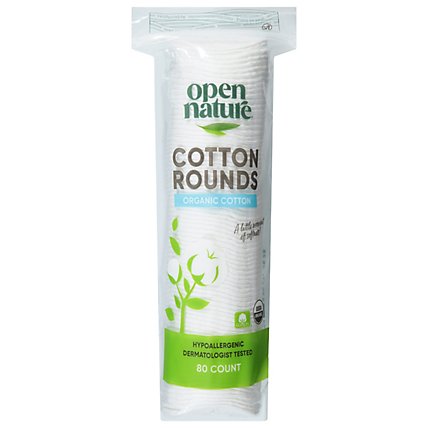 Open Nature Organic Cotton Rounds Hypoallergenic - 80 Count - Image 2