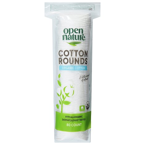 Open Nature Organic Cotton Rounds Hypoallergenic - 80 Count