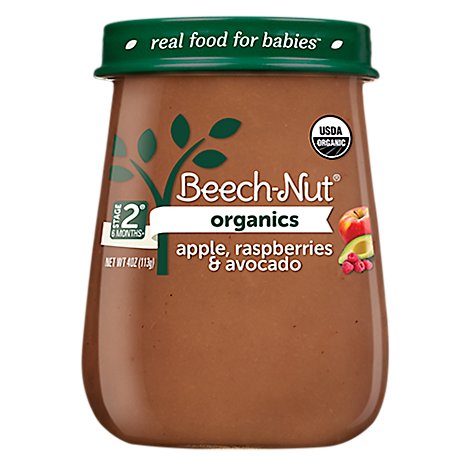 Beech-Nut Organics Baby Food Stage 2 Apple Raspberries & Avocado - 4 Oz