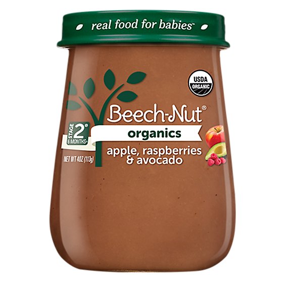 Beech-Nut Organics Stage 2 Baby Food Apple Raspberries & Avocado - 4 Oz