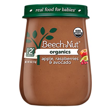 Beech-Nut Organics Stage 2 Baby Food Apple Raspberries & Avocado - 4 Oz - Image 1