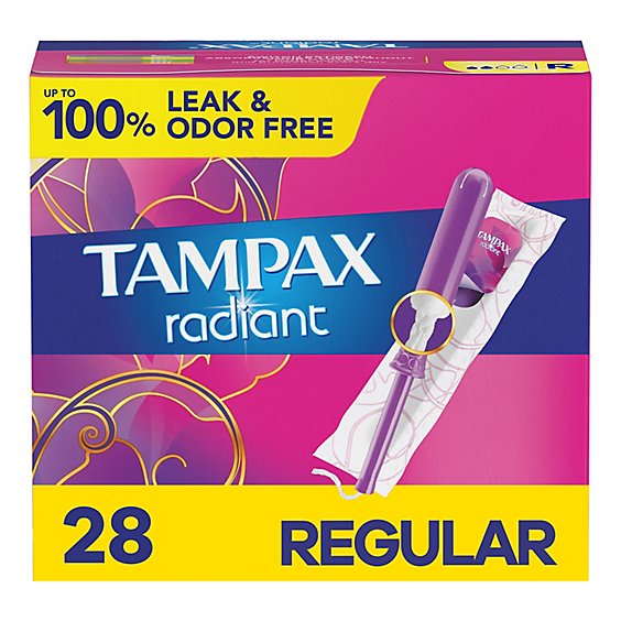 Tampax Radiant Regular Absorbency Unscented Tampons - 28 Count