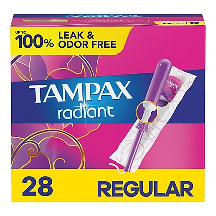 Tampax Radiant Regular Absorbency Unscented Tampons - 28 Count