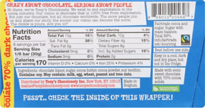 Tonys Cho Bar Chocolate Dark - 6.35 Oz - Image 5