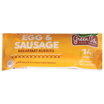 Green Chile Breakfast Burrito Egg Sausage & Cheddar Cheese Mild - 6 Oz - Image 2