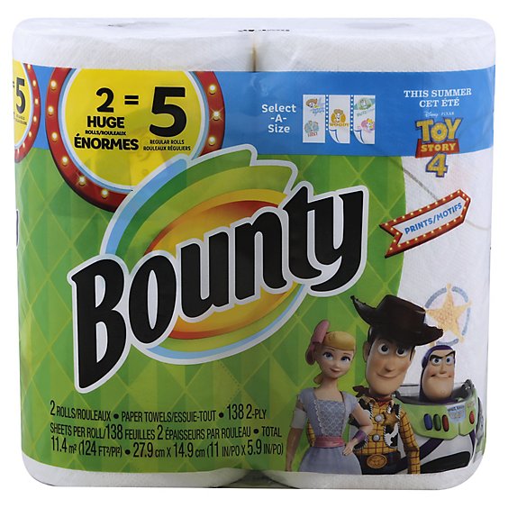 Bounty Paper Towels Select A Size Huge Roll Toy Story - 2 Roll