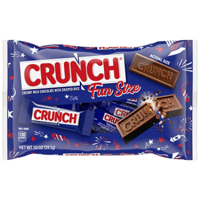 CRUNCH Milk Chocolate and Crisped Rice Fun Size Individually Wrapped Candy Bars - 10 Oz - Image 1