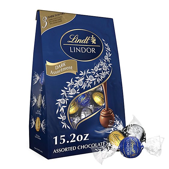 Lindt LINDOR Assorted Dark Chocolate Candy Truffles Bag - 15.2 Oz