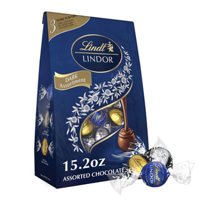 Lindt LINDOR Assorted Dark Chocolate Candy Truffles Bag - 15.2 Oz - Image 1