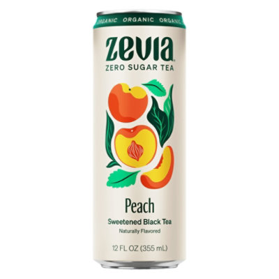 Zevia Organic Black Tea Peach Zero Sugar Iced Tea - 12 Fl. Oz. - Image 1