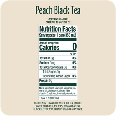 Zevia Organic Black Tea Peach Zero Sugar Iced Tea - 12 Fl. Oz. - Image 2