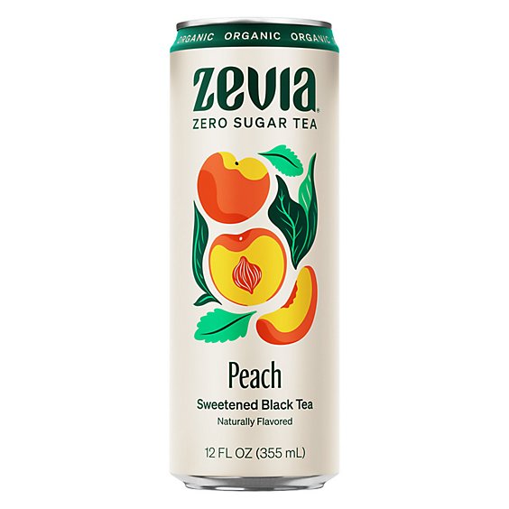 Zevia Organic Black Tea Peach Zero Sugar Iced Tea - 12 Fl. Oz.